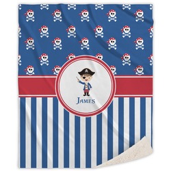 Blue Pirate Sherpa Throw Blanket - 60"x80" (Personalized)