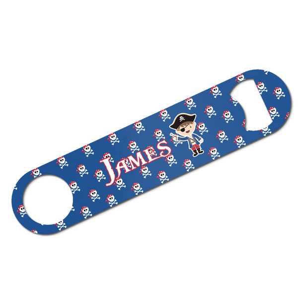 Custom Blue Pirate Bar Bottle Opener - White w/ Name or Text