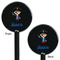 Blue Pirate Black Plastic 5.5" Stir Stick - Double Sided - Round - Front & Back