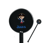 Blue Pirate 5.5" Round Plastic Stir Sticks - Black - Double Sided (Personalized)