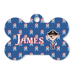 Blue Pirate Bone Shaped Dog ID Tag - Large (Personalized)