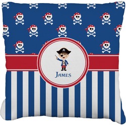 Blue Pirate Faux-Linen Throw Pillow 16" (Personalized)