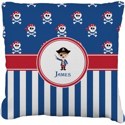 Blue Pirate Faux-Linen Throw Pillow 18" (Personalized)