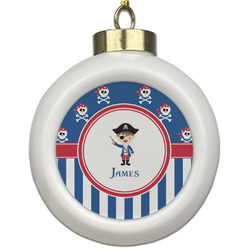 Blue Pirate Ceramic Ball Ornament (Personalized)