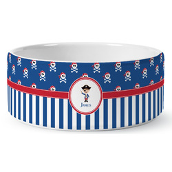 Blue Pirate Ceramic Dog Bowl - Large (Personalized)