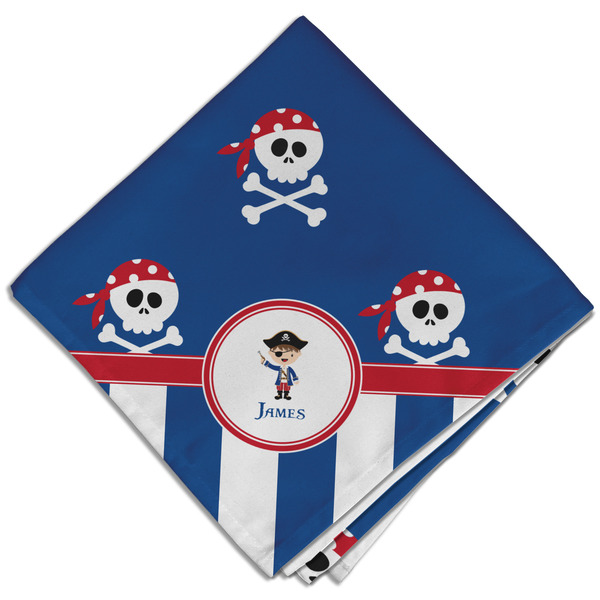 Custom Blue Pirate Cloth Dinner Napkin - Single w/ Name or Text