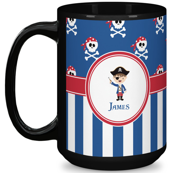 Custom Blue Pirate 15 Oz Coffee Mug - Black (Personalized)