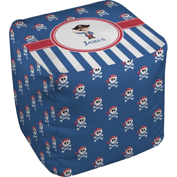 Custom Blue Pirate Cube Pouf Ottoman - 18" (Personalized)