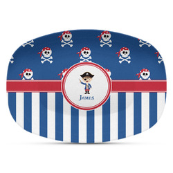 Blue Pirate Plastic Platter - Microwave & Oven Safe Composite Polymer (Personalized)