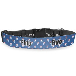 Blue Pirate Deluxe Dog Collar - Medium (11.5" to 17.5") (Personalized)