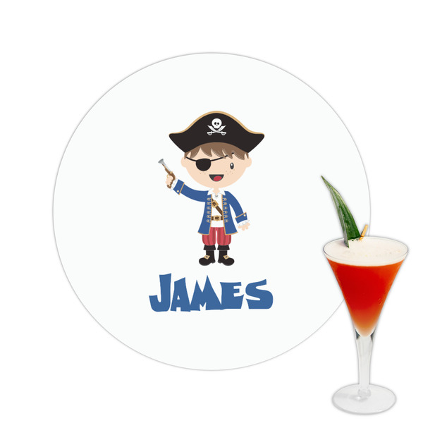 Custom Blue Pirate Printed Drink Topper -  2.5" (Personalized)