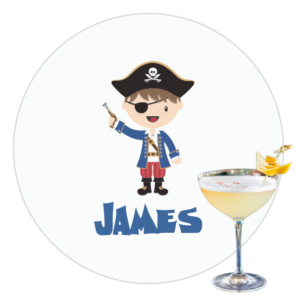 Custom Blue Pirate Printed Drink Topper - 3.5" (Personalized)