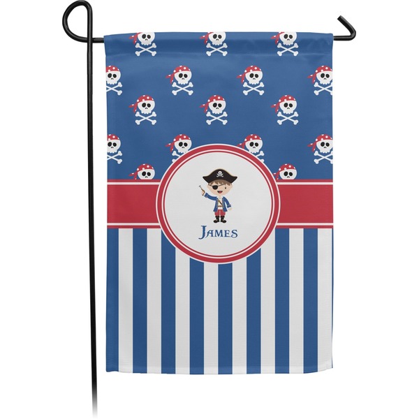 Custom Blue Pirate Small Garden Flag - Double Sided w/ Name or Text