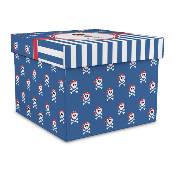 Custom Blue Pirate Gift Box with Lid - Canvas Wrapped - Large (Personalized)