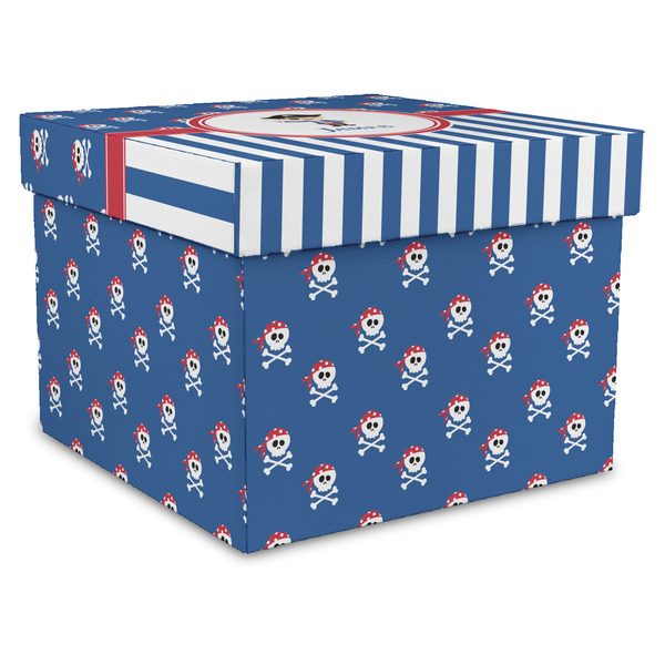 Custom Blue Pirate Gift Box with Lid - Canvas Wrapped - X-Large (Personalized)