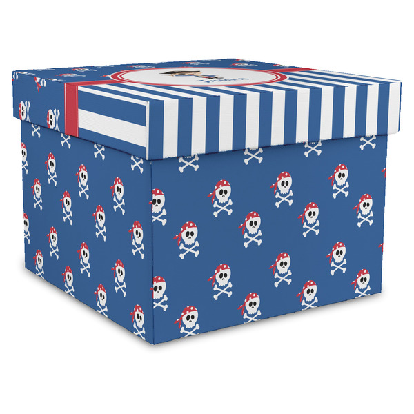 Custom Blue Pirate Gift Box with Lid - Canvas Wrapped - XX-Large (Personalized)