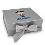 Blue Pirate Gift Box with Magnetic Lid - Silver (Personalized)