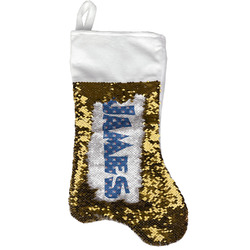 Blue Pirate Reversible Sequin Stocking - Gold (Personalized)