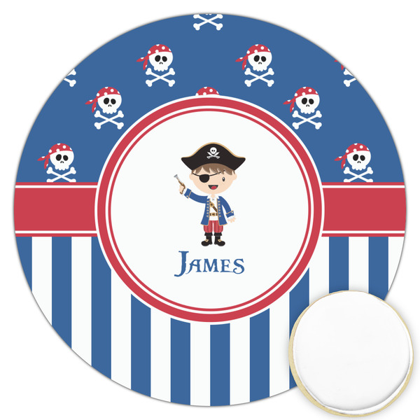 Custom Blue Pirate Printed Cookie Topper - 3.25" (Personalized)