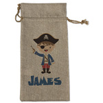 Blue Pirate Large Burlap Gift Bag - Front (Personalized)