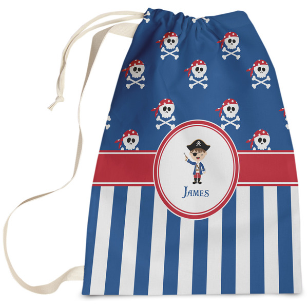 Custom Blue Pirate Laundry Bag - Large (Personalized)