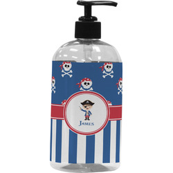 Blue Pirate Plastic Soap / Lotion Dispenser (16 oz - Large - Black) (Personalized)