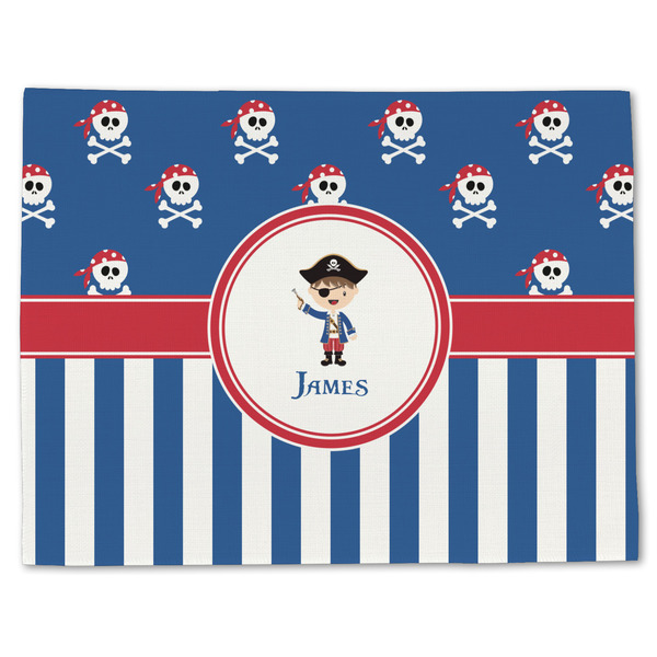 Custom Blue Pirate Single-Sided Linen Placemat - Single w/ Name or Text