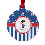 Blue Pirate Metal Ball Ornament - Double Sided w/ Name or Text