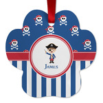 Blue Pirate Metal Paw Ornament - Double Sided w/ Name or Text