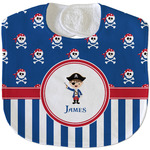 Blue Pirate Velour Baby Bib w/ Name or Text