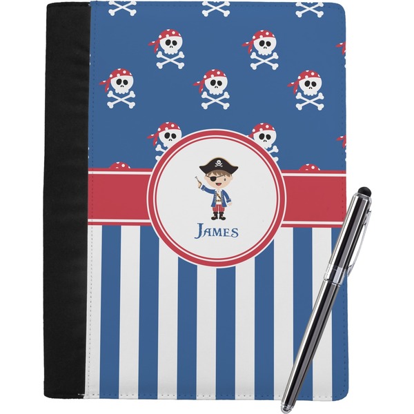 Custom Blue Pirate Notebook Padfolio - Large w/ Name or Text