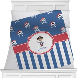 Blue Pirate Minky Blanket - Twin / Full - 80"x60" - Double Sided (Personalized)