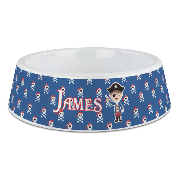 Custom Blue Pirate Plastic Dog Bowl - Large (Personalized)