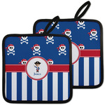 Blue Pirate Pot Holders - Set of 2 w/ Name or Text