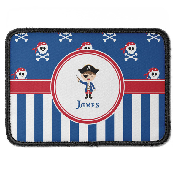 Custom Blue Pirate Iron On Rectangle Patch w/ Name or Text