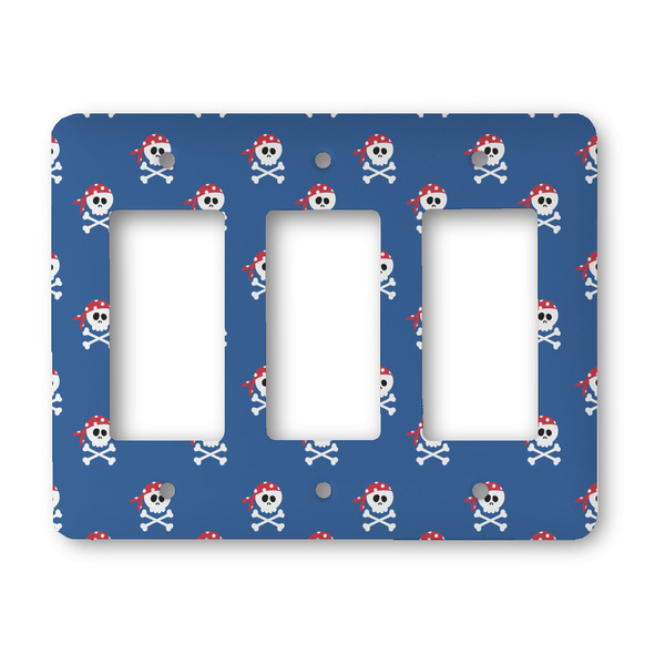 Custom Blue Pirate Rocker Style Light Switch Cover - Three Switch