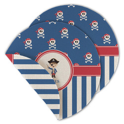 Blue Pirate Round Linen Placemat - Double Sided (Personalized)