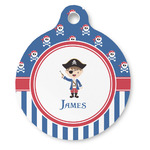 Blue Pirate Round Pet ID Tag (Personalized)