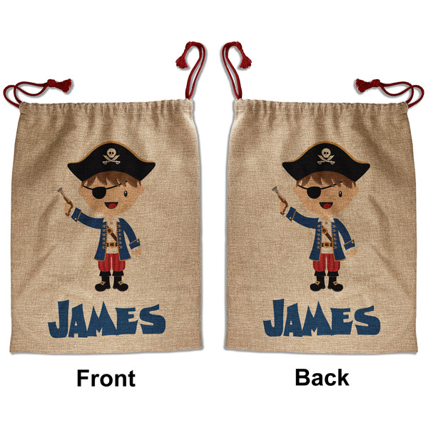 Custom Blue Pirate Santa Sack - Front & Back (Personalized)