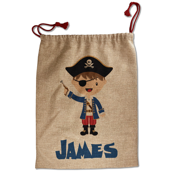 Custom Blue Pirate Santa Sack - Front (Personalized)