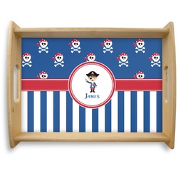 Blue Pirate Natural Wooden Tray - Large (Personalized)