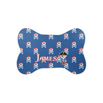 Blue Pirate Bone Shaped Dog Food Mat (Small) (Personalized)