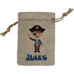 Blue Pirate Small Burlap Gift Bag - Front (Personalized)