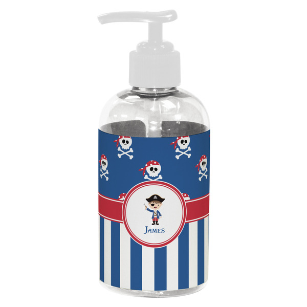 Custom Blue Pirate Plastic Soap / Lotion Dispenser (8 oz - Small - White) (Personalized)