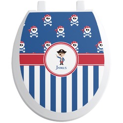 Blue Pirate Toilet Seat Decal - Round (Personalized)