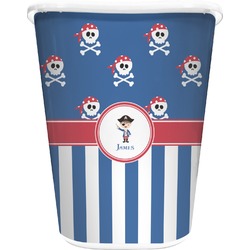 Blue Pirate Waste Basket - Single Sided (White) (Personalized)