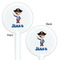 Blue Pirate White Plastic 5.5" Stir Stick - Double Sided - Round - Front & Back