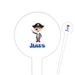 Blue Pirate Round Plastic Food Picks (Personalized)