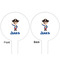 Blue Pirate White Plastic 6" Food Pick - Round - Double Sided - Front & Back