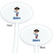 Blue Pirate White Plastic 7" Stir Stick - Double Sided - Oval - Front & Back